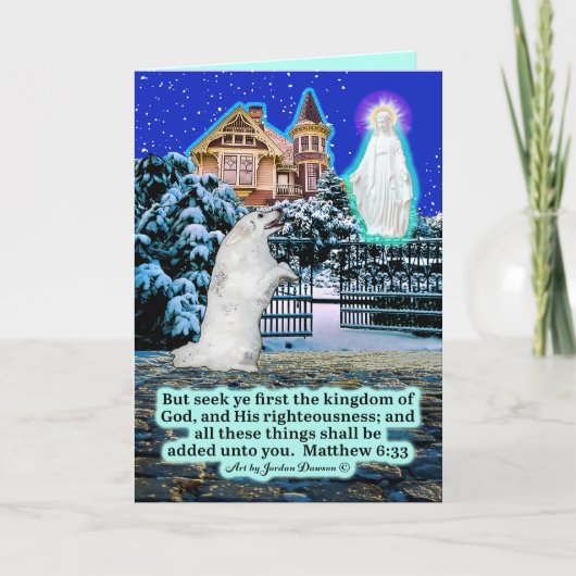 美しいエスキーと天使の聖なる書物、 経典マタイ6:33 カード (正面)