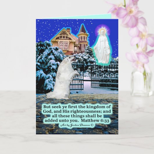 美しいエスキーと天使の聖なる書物、 経典マタイ6:33 カード (蘭)