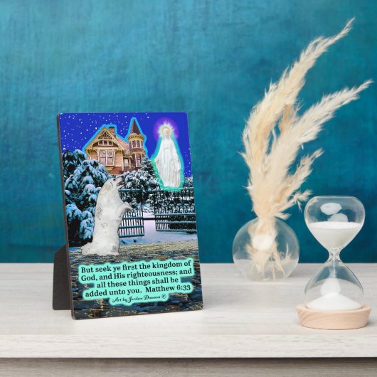 美しいエスキーと天使の聖書 マタイ 6:33 フォトプラーク (側面)