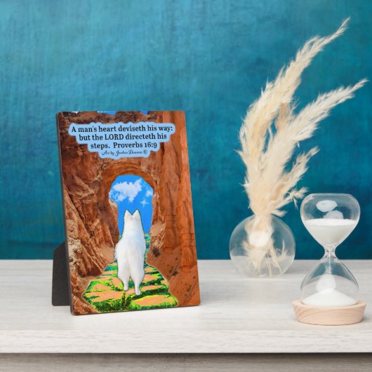 美しいエスキー聖なる書物、 経典プラーク箴言16:9 フォトプラーク (側面)