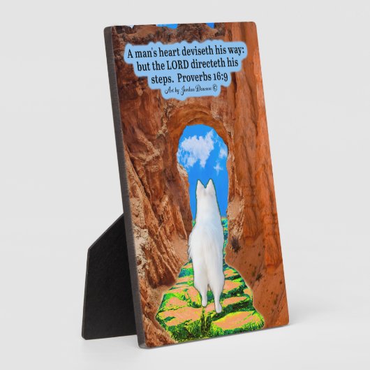 美しいエスキー聖なる書物、 経典プラーク箴言16:9 フォトプラーク (側面)