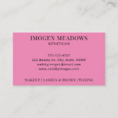 美しいエステティシャンはっきりしたタイポグラフィダークピンク 名刺 (裏面)