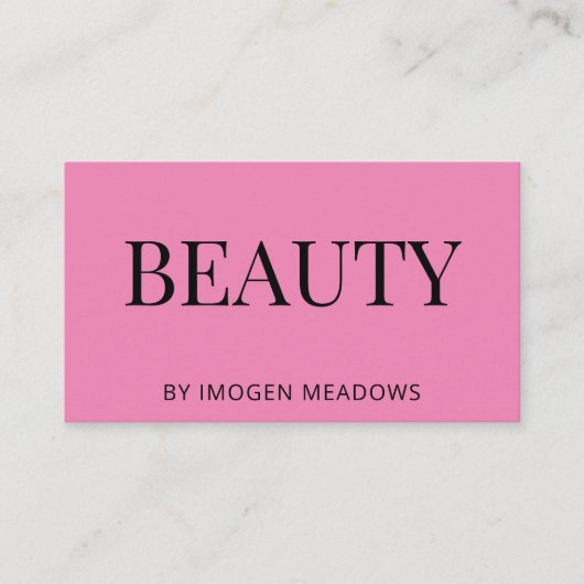 美しいエステティシャンはっきりしたタイポグラフィダークピンク 名刺 (正面)