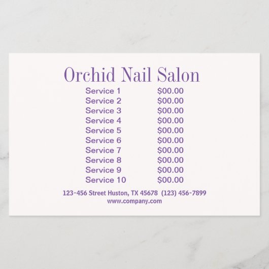 美しいエステティシャンマニキュアネイルサロン価格表 チラシ (裏面)