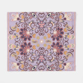 美しいエスニックインディアンの花。美しいオーナメント。 フリースブランケット (正面(横))