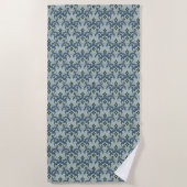 美しいエスニックダマスク模様の点描画 ビーチタオル (正面)