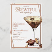 美しいエスプレッソマティーニの卒業おめでとう 箔招待状 (正面)