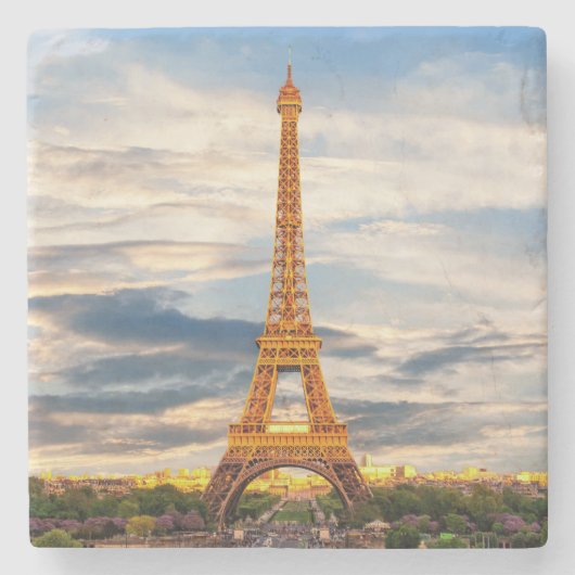美しいエッフェルタワーパリフランス ストーンコースター (正面)