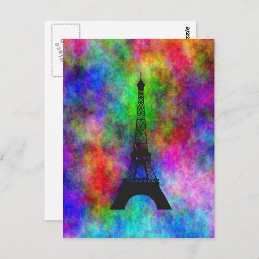 美しいエッフェル塔のパリの多彩な布の効果 ポストカード (正面/裏面)