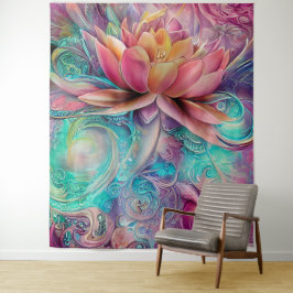 美しいエテお洒落リアールロータス花 タペストリー