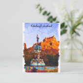 美しいエディンバラスコットランドキャッスルウォーターカラー ポストカード (スタンド正面)