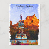 美しいエディンバラスコットランドキャッスルウォーターカラー ポストカード (正面)
