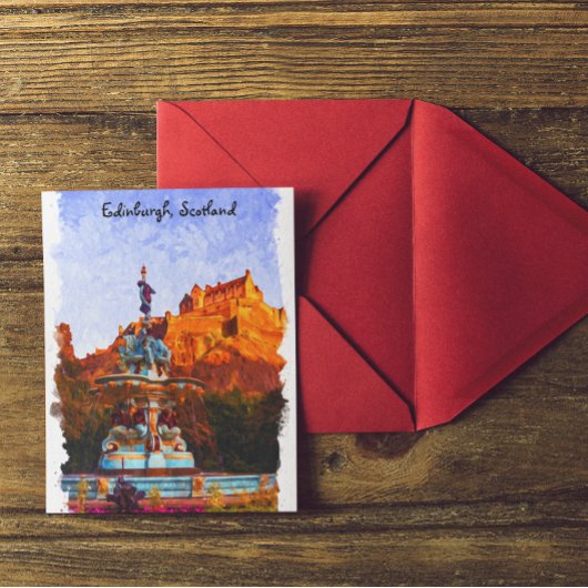 美しいエディンバラスコットランドキャッスルウォーターカラー ポストカード