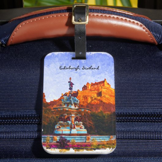 美しいエディンバラスコットランドキャッスルウォーターカラー ラゲッジタグ (正面インサイチュ2)