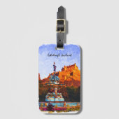 美しいエディンバラスコットランドキャッスルウォーターカラー ラゲッジタグ (正面縦)
