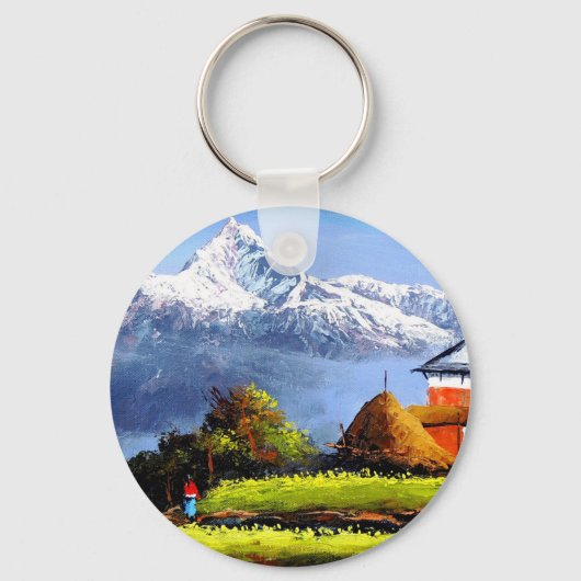 美しいエベレスト山のパノラマビュー キーホルダー (正面)