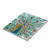 美しいエメラルドグリーンおよびターコイズの孔雀 タイル (側面)