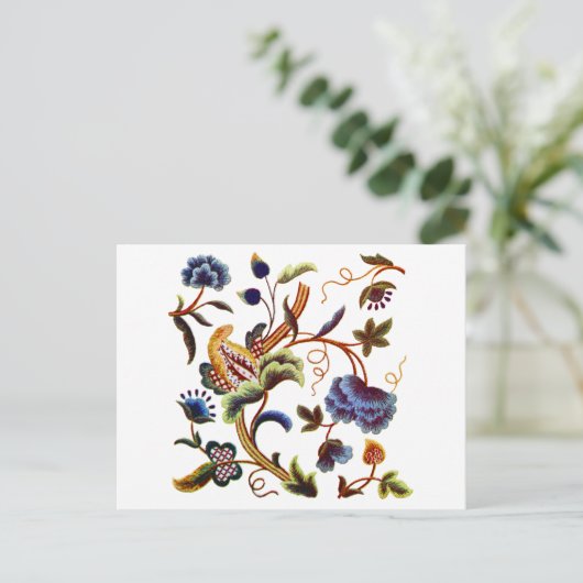 美しいエリザベタンジャコビーン刺繍 ポストカード (スタンド正面)