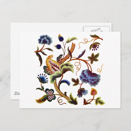 美しいエリザベタンジャコビーン刺繍 ポストカード (正面/裏面)