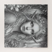 美しいエルフの女性スケッチ ジグソーパズル (横)