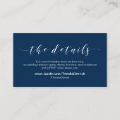 美しいエレガンス、ネイビーブルー結婚ズ詳細 エンクロージャーカード (正面)