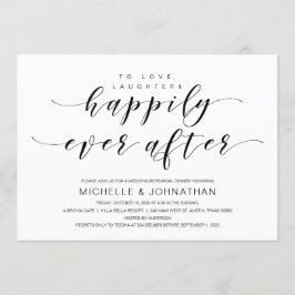 美しいエレガンス、ブラックスクリプト、リハーサルディナー 招待状