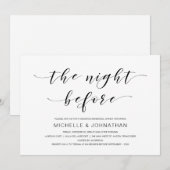 美しいエレガンス、ブラックスクリプト、リハーサルディナー 招待状 (正面/裏面)