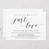 美しいエレガンス、ブラック、結婚の駆け落ち 招待状 (正面/裏面)