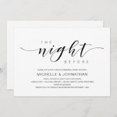 美しいエレガンス、黒い台本、リハーサルディナー 招待状 (正面/裏面)