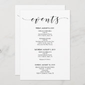 美しいエレガントなウェディングタイムライン/旅程カード 招待状 (正面/裏面)