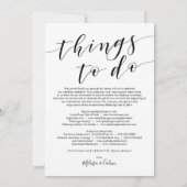 美しいエレガントな結婚式のタイムライン/スケジュールカード 招待状 (裏面)