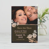 美しいエレガントな結婚式の招待状の写真 セーブザデート (スタンド正面)