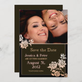 美しいエレガントな結婚式の招待状の写真 セーブザデート (正面/裏面)