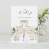 美しいエレガントな結婚式の水色 招待状 (スタンド正面)
