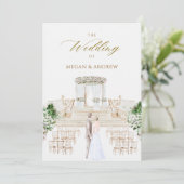 美しいエレガントな結婚式の水色 招待状 (スタンド正面)