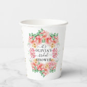 美しいエレガントな花柄のウェディングシャワーの紙コップ 紙コップ (裏面)