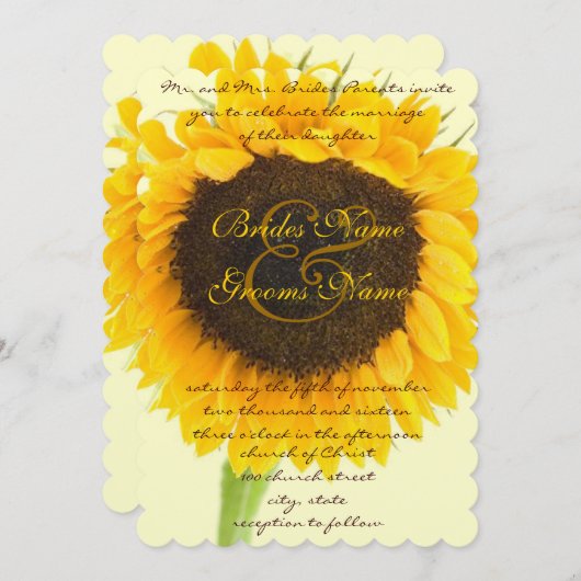 美しいエレガントひまわり結婚式招待状 招待状 (正面/裏面)