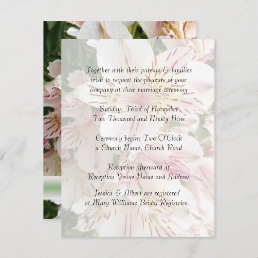 美しいエレガントアルストロエメリア結婚式招待状 招待状 (正面/裏面)