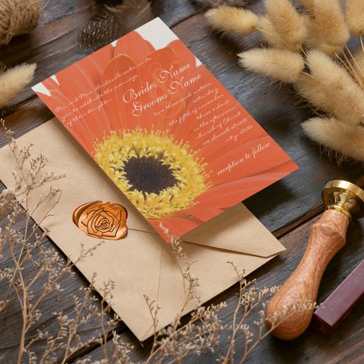 美しいエレガントガーベラデイジー結婚式招待状 招待状