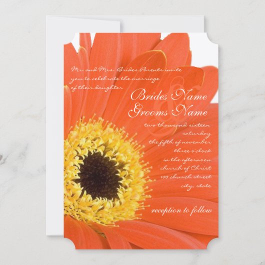 美しいエレガントガーベラデイジー結婚式招待状 招待状 (正面)