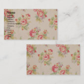 美しいエレガントガーリーヴィンテージ花柄 名刺 (正面/裏面)