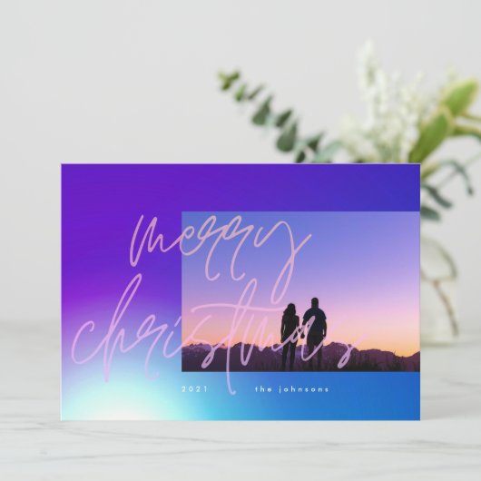 美しいエレガントクリスマスのグラデーション シーズンカード (スタンド正面)
