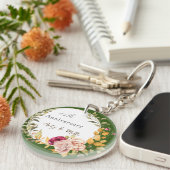 美しいエレガントグリーンフローラリース25結婚th キーホルダー (正面右)