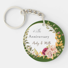 美しいエレガントグリーンフローラリース25結婚th キーホルダー