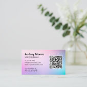 美しいエレガントサロンまぶしブローズロゴQRコード 名刺 (スタンド正面)