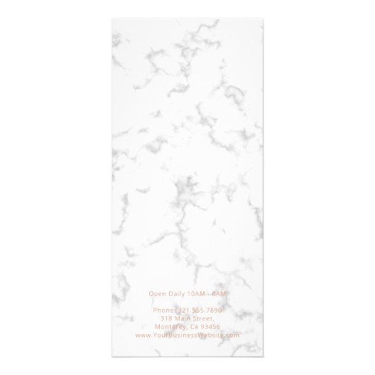 美しいエレガントサロン価格表バラ金ゴールド大理石 ラックカード (裏面)