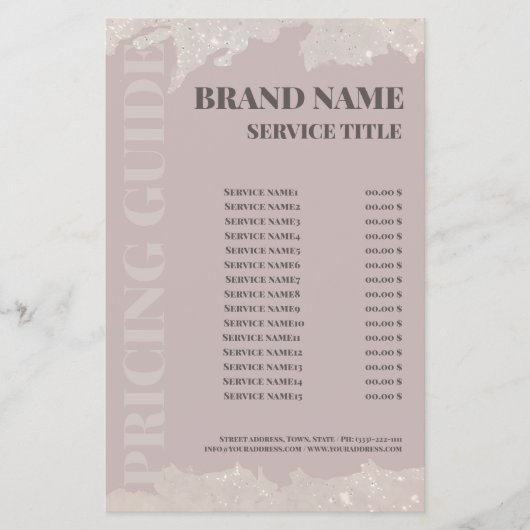 美しいエレガントサロン価格表ピンクフライヤー チラシ (正面)