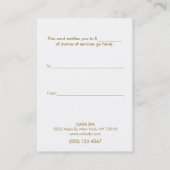 美しいエレガントサロン及びスパギフト券 割引カード (裏面)