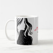 美しいエレガントサロン&美容師ホワイトブラック コーヒーマグカップ (左)