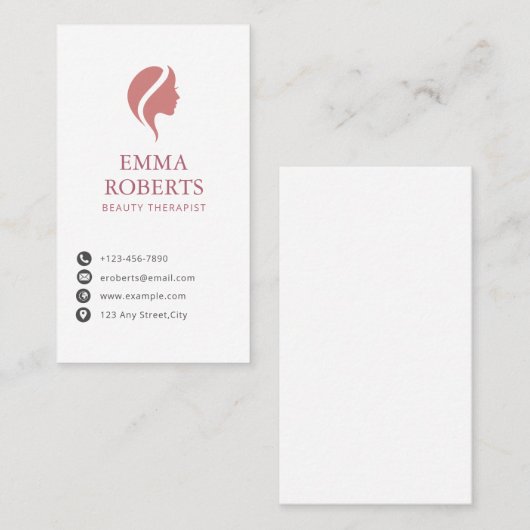 美しいエレガントセラピスト縦型名刺 名刺 (正面/裏面)